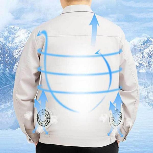 Chaquetas para hombres Verano al aire libre Aire acondicionado Chaqueta Camuflaje Enfriamiento Hombres USB Manga larga Protección solar Abrigo con ventilador Ropa de trabajo