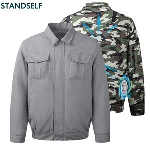 Vestes pour hommes manteau de travail en plein air d'été ventilateur de charge costume de camouflage de refroidissement climatisation intelligente veste de lavage en pur coton 220915