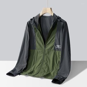 Heren Jackets Summer Oversize UPF50 Skin Coats Men Mode Patchwork Lightthin Sun Bescherming UVproof Running Windbreaker