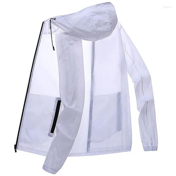 Chaquetas para hombre, ropa de protección solar, chaqueta para hombre, ropa de piel de verano, cremallera de Color sólido, abrigo fino informal con capucha, bolsillos para exteriores para hombre, Tops