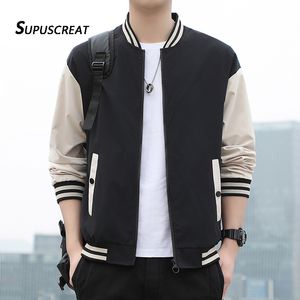 Chaquetas de hombre SUPUSCEAT Primavera Otoño Hombres Chaqueta de béisbol Cuello alto Estilo coreano Chaquetas y abrigos casuales Hombre Slim Fit Bomber Jacket 5XL 230303