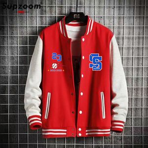 Herenjassen Supzoom Collectie Herfst Baseball Wear Studenten Dikke Tieners Preppy Stijl Rib Mouw Korte Print Bomberjack Heren 231205