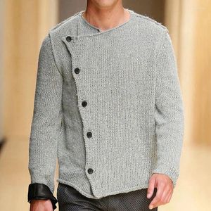 Vestes pour hommes, pull à patte diagonale, manteaux automne/hiver, Cardigan en tricot, mode à manches longues, couleur unie, hauts masculins