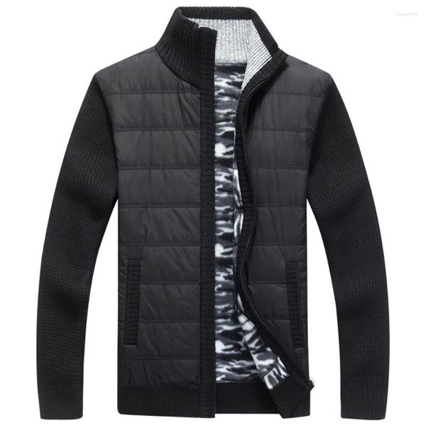 Chaquetas para hombres suéter abrigo para hombre invierno cálido con cremallera hasta 1 unids otoño cardigan piel forrada chaqueta de manga larga marca de empalme