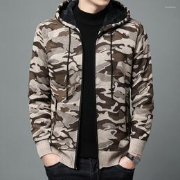 Vestes pour hommes sweat haut à capuche marque mode veste décontractée épais velours Camouflage coréen classique Cardigan porter