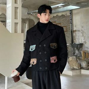 Vestes pour hommes SYUHGFA Style coréen manteau de laine tendance court beau double boutonnage lâche veste épaisse mode automne