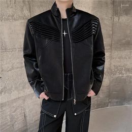 Vestes masculines syuhgfa mâle coréen élégant personnalité de surface lumineuse couleur solide masculine moteur de vêtements décontractés 2024 printemps