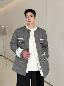 Vestes masculines syuhgfa vêtements masculins 2023 printemps automne de haute qualité manteau dentelle en dentelle coréenne streetwear simple poitrine pour mâle