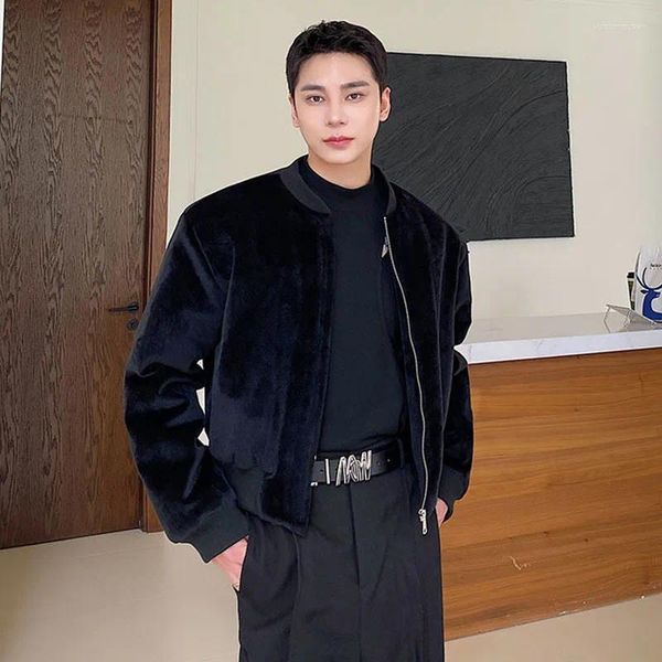 Vestes pour hommes SYUHGFA Hiver Épaissie Mink Polaire Courte Mode Vêtements Style Coréen Baseball Cou Casual Vêtements D'extérieur Tendance