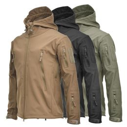 Chaquetas para hombre Chaqueta táctica Hombres Combate militar Soft Shell Army Windbreaker Impermeable Transpirable Fleece Thermal Hooded Coats