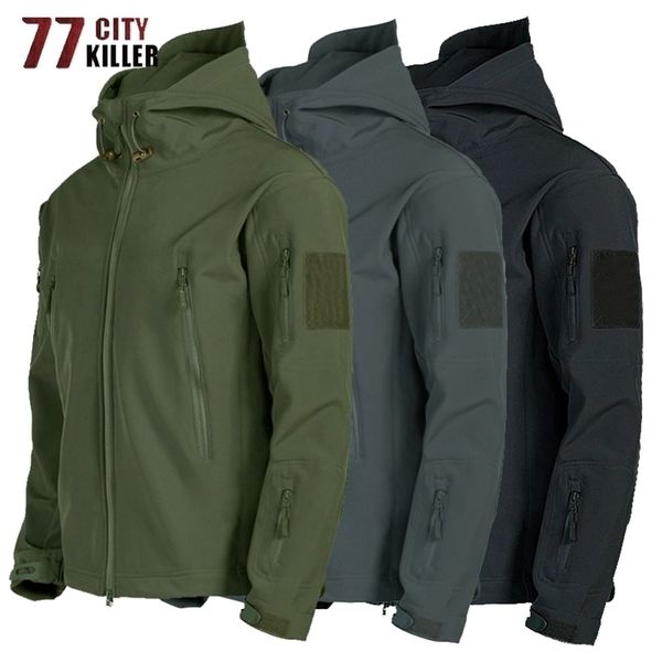 Vestes pour hommes Veste tactique Hommes Peau de requin Soft Shell Militaire Coupe-vent Imperméable Armée Combat Hommes À Capuche Bomber Manteaux Homme S-4XL 220924