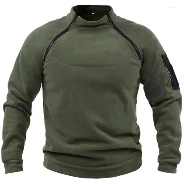 Chaquetas para hombres Chaqueta de lana táctica al aire libre Ropa Cremalleras cálidas Jersey Hombres Abrigo a prueba de viento Sudadera de senderismo térmica