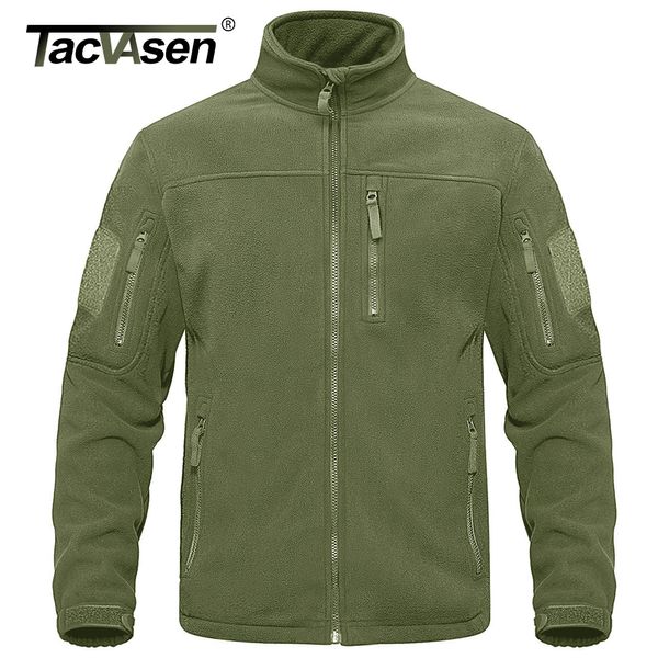 Vestes pour hommes TACVASEN Full Zip Up Tactical Green Fleece Jacket Thermal Warm Work Coats Mens Pockets Safari Jacket Randonnée Outwear Windbreaker 230802