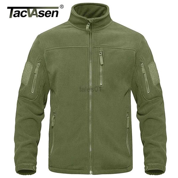 Vestes pour hommes TACVASEN veste polaire verte tactique à fermeture éclair complète manteaux de travail chauds thermiques poches pour hommes veste Safari vêtements de randonnée coupe-vent zln231108