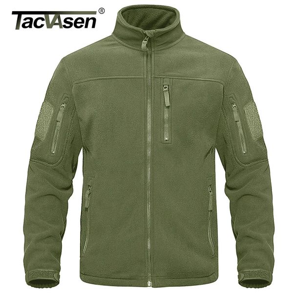 Vestes pour hommes TACVASEN Full Zip Up Veste polaire verte tactique Manteaux de travail chauds thermiques Poches pour hommes Veste Safari Randonnée Outwear Coupe-vent 230928