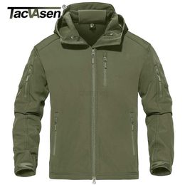 Chaquetas para hombres TACVASEN Chaqueta impermeable con forro polar táctico con capucha para hombre Chaquetas de trabajo de concha suave para exteriores Abrigo rompevientos militar del ejército