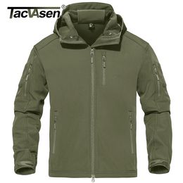 Vestes pour hommes TACVASEN Veste tactique imperméable avec capuche Hommes Outdoor Airsoft Soft shell Work Fleece Jackets Coat Army Military Windbreake 230227