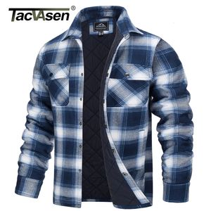 Vestes pour hommes TACVASEN hiver Plaid coton vestes hommes à manches longues matelassé doublé flanelle chemise veste multi-poches vêtements d'extérieur randonnée manteaux hauts 231021