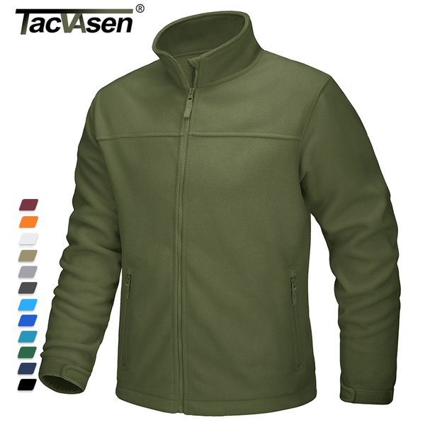 Vestes masculines Tacvasen Winter Vestes en toison à vent en hiver Full Zip Mens Military Tactical Army Jacket Multi-pochets Mandles de travail Randonnée Windbreaker 230811