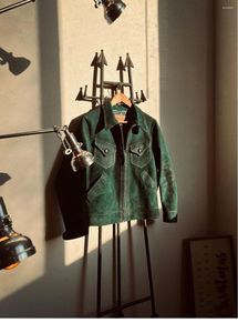 Vestes pour hommes Tailleur Brando 22-21 Zélande Peacock Green Washed Cowhide 1920 Mendoza Style Doublure Vintage Veste de mode