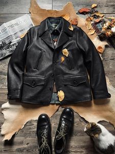 Chaquetas de hombre Tailor Brando Italia La Biesseuno SRL Rare Deerskin American Retro Switchyard Coat Cow Horn Hebilla Chaqueta de cuero