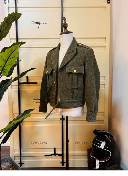 Vestes pour hommes Tailleur Brando S-042 625g Veste en tweed en laine épaisse Eisenhower Deux boutons de couleur disponibles