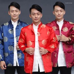 Vestes pour hommes Tang costume chemise chinoise traditionnelle rétro à manches longues Hanfu année vêtements fête d'anniversaire