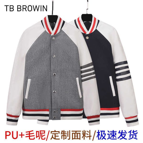 Vestes pour hommes TB Browin Nouvelle chemise de baseball manches raglan manteau de blocage de couleur veste coréenne rayée pour hommes et femmes