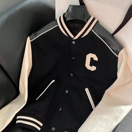 Chaquetas para hombre Teddy Leather Stitching C-word Uniforme de béisbol de lana Ce Home Letters And Women's High-end Fashion Jacket