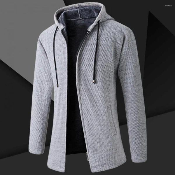 Chaquetas para hombres Fantástica chaqueta de invierno Sombrero Color sólido Abrigo de manga larga Casual para la escuela