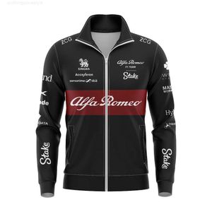 Chaquetas para hombre Alpha Romeo F1 Racing Team Jacket Formula One Sudadera con cremallera que para mujer Stand Neck Black Coat Plus Size