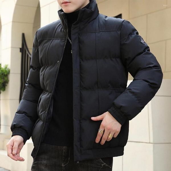 Chaquetas gruesas para hombre, Parkas ajustadas a la moda coreana para prendas de vestir, abrigos con cuello levantado, chaqueta acolchada de algodón cortavientos, Chaquetas