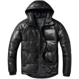 Vestes pour hommes épais hommes veste en cuir capuche chaud manteau d'hiver longs manteaux de vache véritable vêtements pour hommes 231116