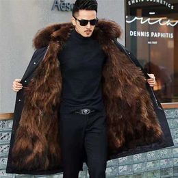 Vestes pour hommes épais manteau chaud style tarte surmonte la fourrure pour hommes veste mi-longue vison un détachable 220924
