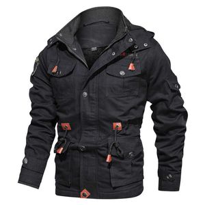 Chaquetas de los hombres Grueso cálido para hombre Parka Chaqueta de invierno Fleece Multi-bolsillo Casual Tactical Army Jacket Hombres Tallas grandes 5XL Con capucha jaquetas masculina G221013