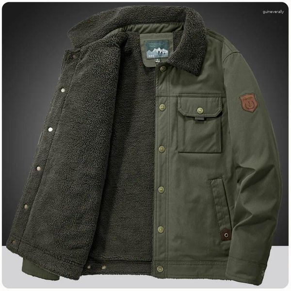 Chaquetas para hombres Espesar Fleece Algodón Ejército Militar Camping Chaqueta Cargo Bomber con múltiples bolsillos Trabajo Abrigo de invierno Ropa de hombre