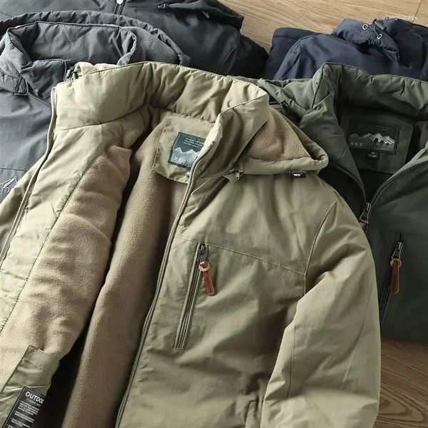 Vestes pour hommes Épaissir coupe-vent polaire doublé veste hommes randonnée en plein air trekking 2023 hiver chaud à capuche hommes manteaux imperméables