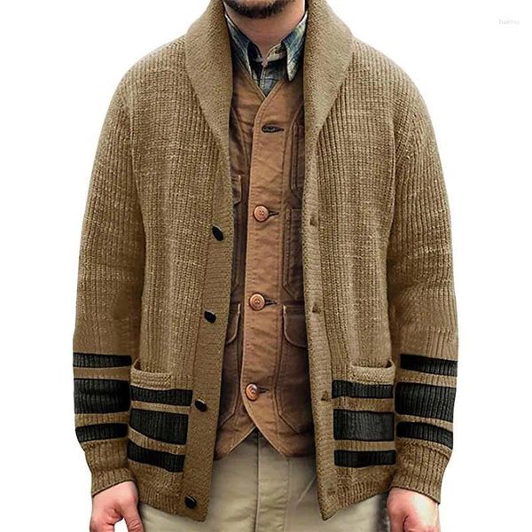 Chaquetas para hombres Cárdigan engrosado Prendas de punto Cuello de polo Suéter de manga larga Abrigo Otoño e invierno Ropa De Hombre