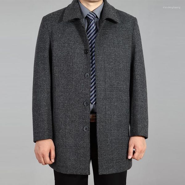 Vestes pour hommes Veste d'âge moyen épaissie avec revers et manteaux à simple boutonnage Coupe ample pour l'automne hiver Outwear Tops Homme Q709