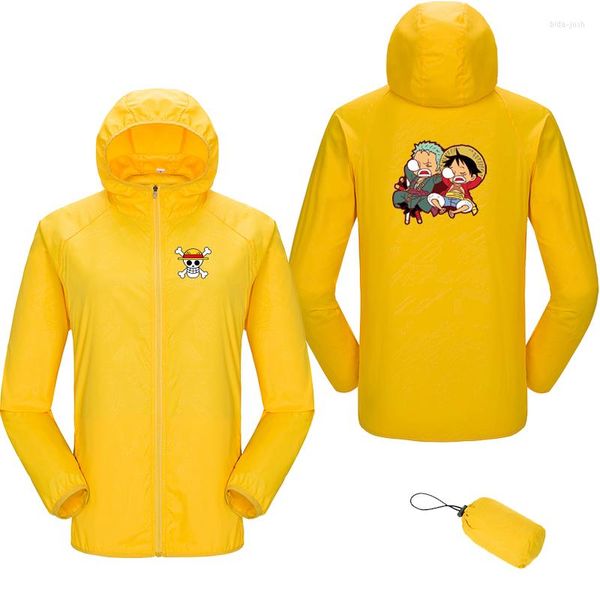 Chaquetas para hombre, chaqueta fina para hombre, abrigo estampado de una pieza de Anime japonés, impermeable, moda para el sol, piel de secado rápido, chaqueta cortavientos para exteriores para hombre