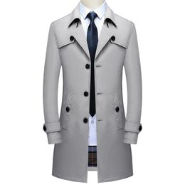 Heren Jackets Thoshine Brand Spring Herfst Men Long Trench Coats Superior kwaliteit knoppen Mannelijke mode Outwear Jackets Windscheper plus maat 220930