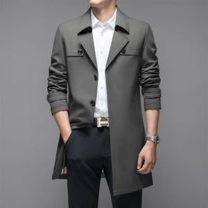 Jackets para hombres Thoshine Brand Spring Autumn Men Long Trench Coats