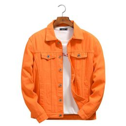 Heren Jackets Top Denim Jacket Men Vrouwenkleding 2023 Herfst Cowboy Coat Splited Purple Orange Loose Jean 230821