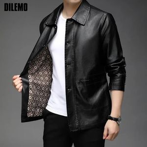 Jackets para hombres Top Grade New Brand Designer Casual Fashion Faux Pu Leather Chaqueta Men Brown Biker Classic Coats Clothing 2023 231011