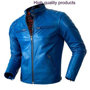 Jackets para hombres Top Capeta pura Cola de vaca Genuine Motorcycle Standup Collar Slimfit Chaqueta de cuero de moda corta otoño y W 230814