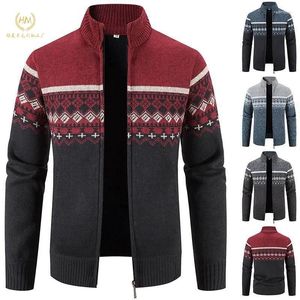 Herenjassen Topkwaliteit herfstwinterjas Slim Fit Opstaande kraag Rits Heren Effen gebreide trui Dik warm