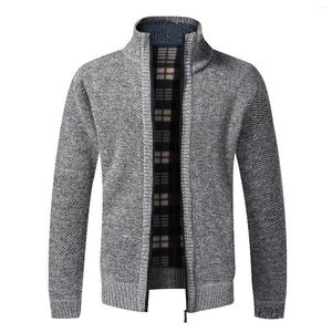 Vestes pour hommes Top qualité automne hiver veste pour hommes coupe ajustée col montant fermeture éclair hommes solide coton épais pull chaud