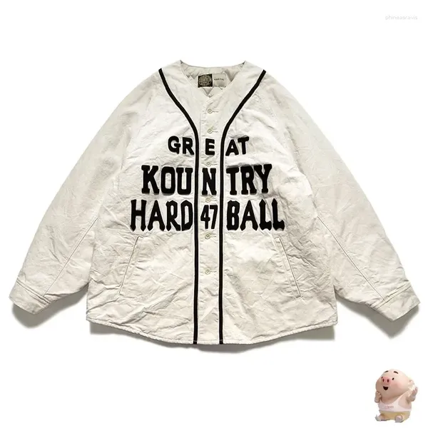 Chaquetas para hombres Versión superior Kapital Koutry Algodón Lino Lona Béisbol Abrigo Chaqueta Unisex Espesado Bordado Flocado Toalla Ropa