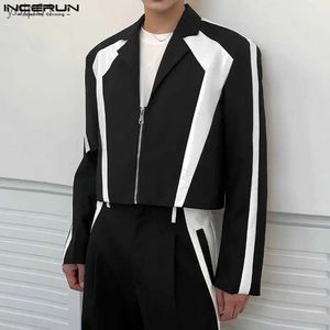 Herenjassen Tops 2023 Koreaanse stijl Heren Zwart Wit Contrakleur Patchwork Blazer Casual Party Show Hot Sale Pakjassen S-5XLL231115