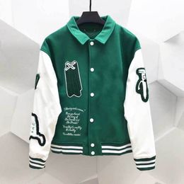 Herenjassen tops Heren Borduurjassen Unisex Mode Oversized Hip Hop Varsity Baseball Jack Leren mouw Hi Street Loose Fit Letterman Jas Bovenkleding